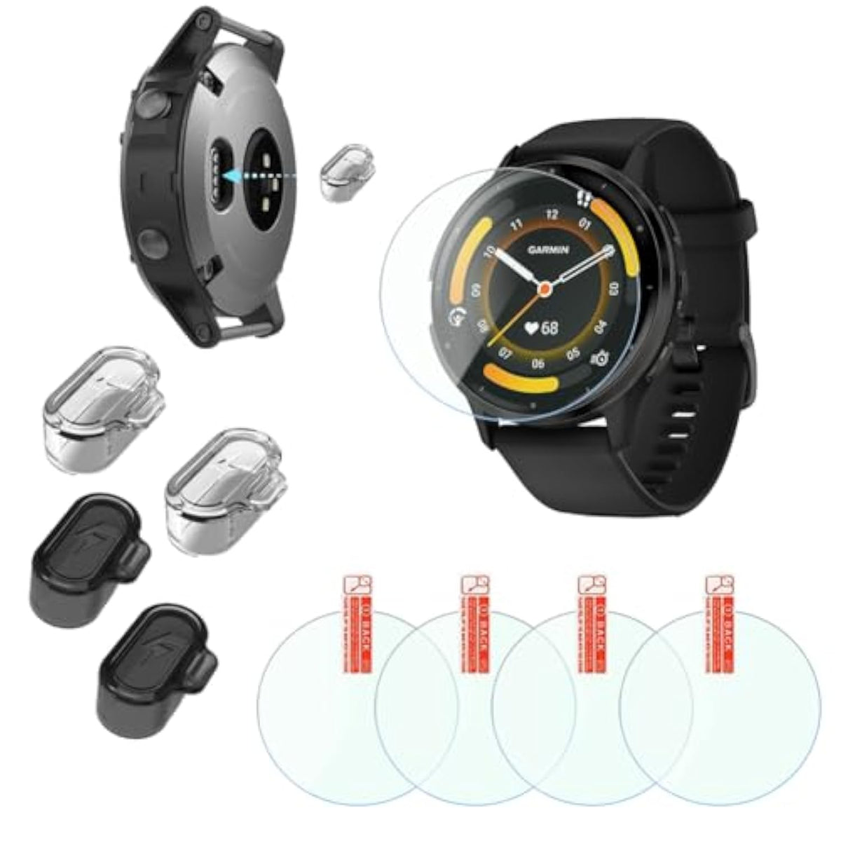 Clear Tpu Protective Film For Garmin Venu 3 Screen Protectors Bubble-Free Installation High-Definition And Charging Dust Plug?Pack Of 4+4??It'S Not Glass?