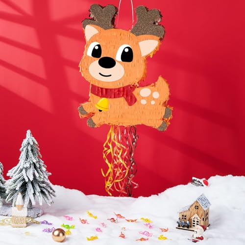 Christmas Reindeer Piñata - Pull String Christmas Elk Decorations