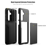 For Samsung Galaxy S25 Case With Card Holder Dual Layer Heavy Duty Protective Case Hidden Card Slot Slim Wallet Cover For Samsung S25 6.2''(Black)