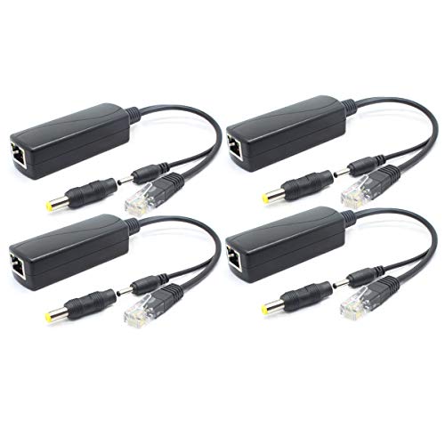 4-Pack 5V Poe Splitter, 48V To 5V 2.4A Adapter, Plug 3.5Mm X 1.35Mm, 5.5Mm X 2.1Mm Connector, Ieee 802.3Af Compliant, For Ip Camera And More