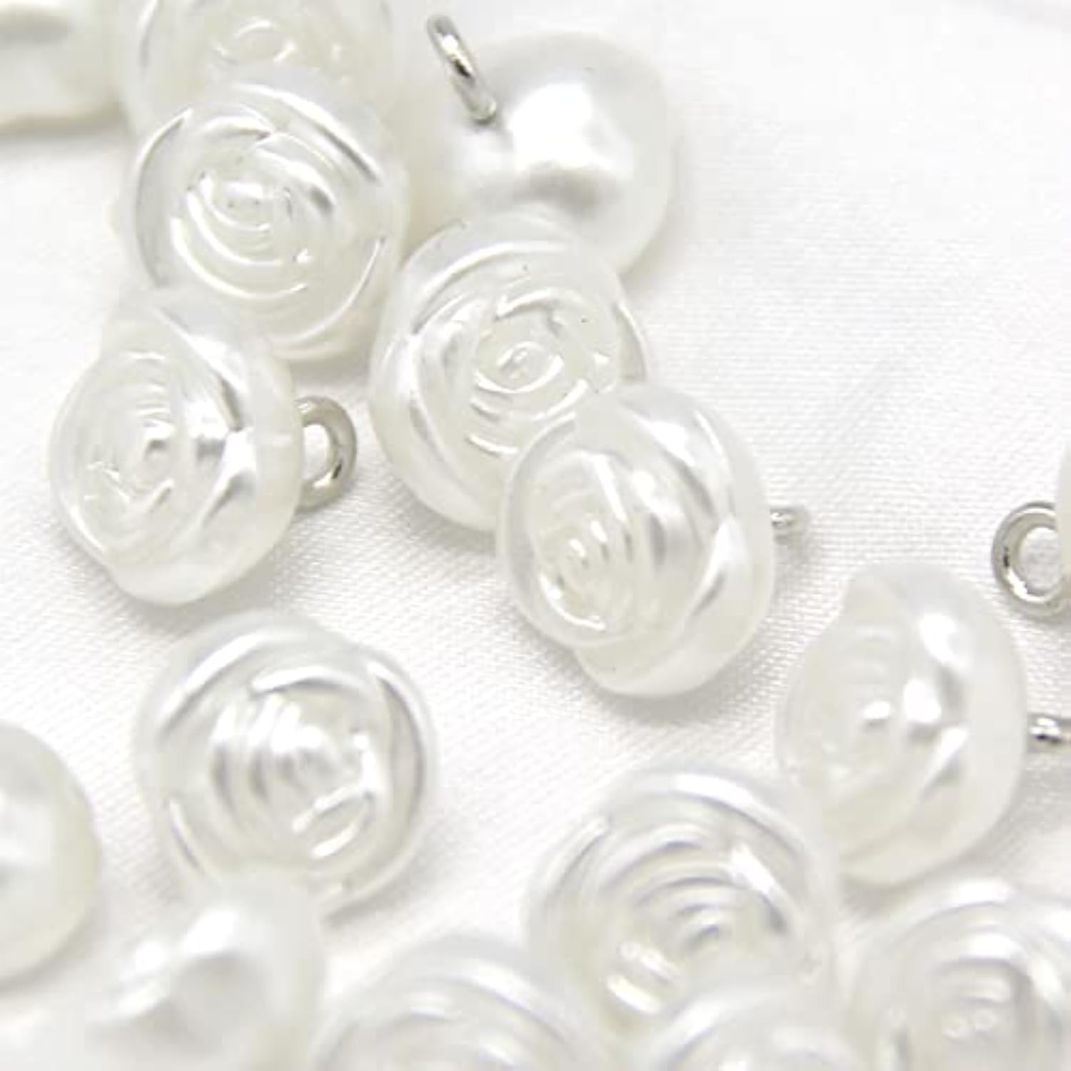 10Mm Rose Flower Pearl Buttons, White Faux Pearl Sewing Buttons, For C