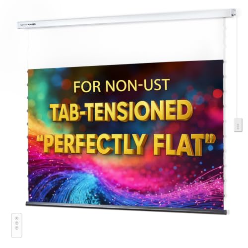 Anti-Curling Motorized Projector Screen for Non-UST and Modern Design Indoor/Outdoor White Screen with White housing for Home Theater/Living