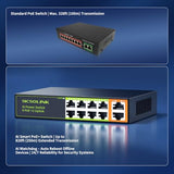 8 Ports Poe+ Ethernet Switch 2 Uplink 802.3Af/At 120W Total Power 100Mbps Network Hub 20 Gbps Switch Capacity Unmanaged Poe Switch Suitable For Ip Cameras Home & Office.