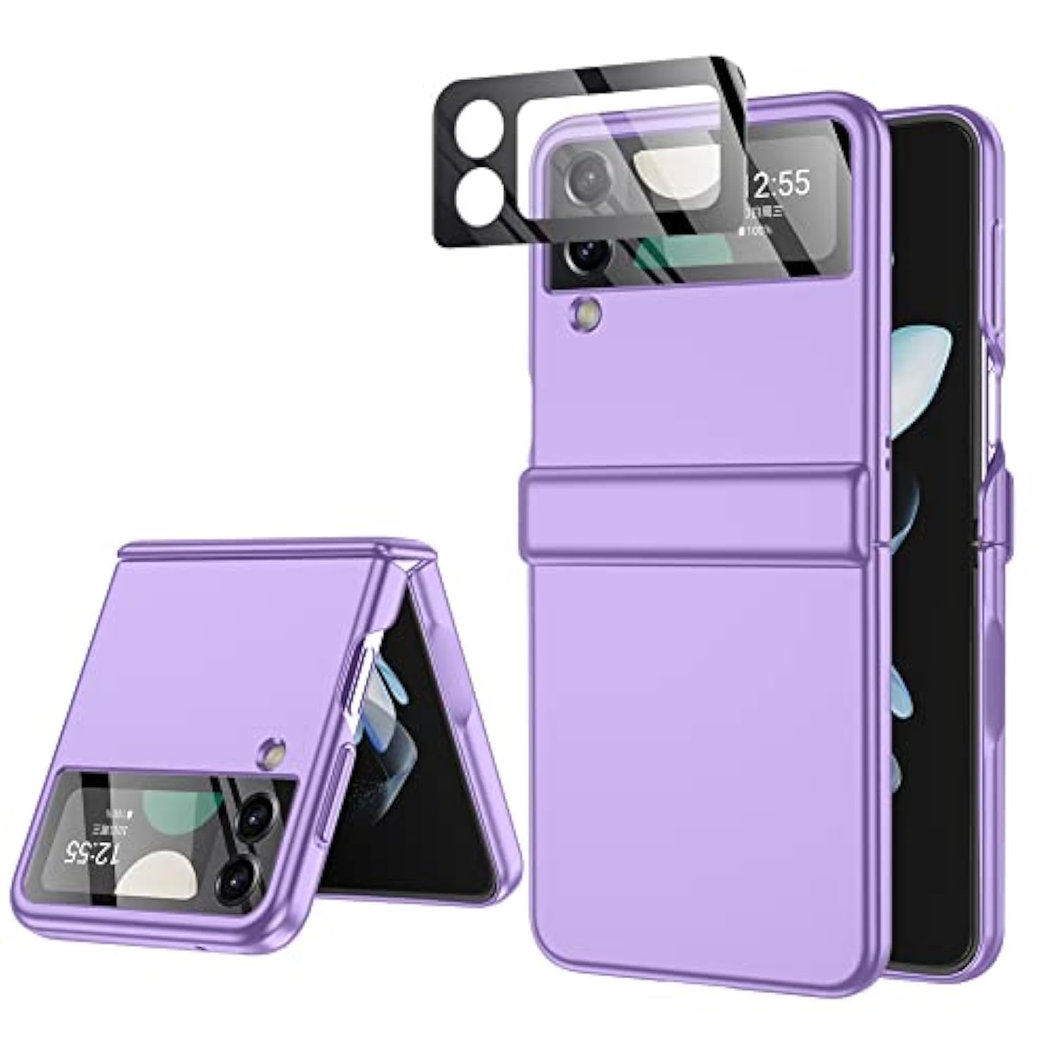For Samsung Z Flip 4 Case: [Full Cover Hinge Protection] Slim Phone Case With Built-In Screen Protection Metal Volume Key Protection Wireless Charging For Galaxy Z Flip 4 5G(2022) (Purple)