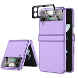 For Samsung Z Flip 4 Case: [Full Cover Hinge Protection] Slim Phone Case With Built-In Screen Protection Metal Volume Key Protection Wireless Charging For Galaxy Z Flip 4 5G(2022) (Purple)