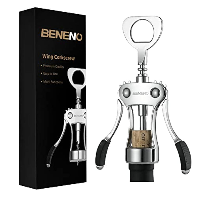 Wine Opener, Zinc Alloy Premium Wing Corkscrew With Multifunctional Bottles Opener, Sharp Wine Corkscrew With Ergonomic Non-Slip Wing Handle, Upgrade
