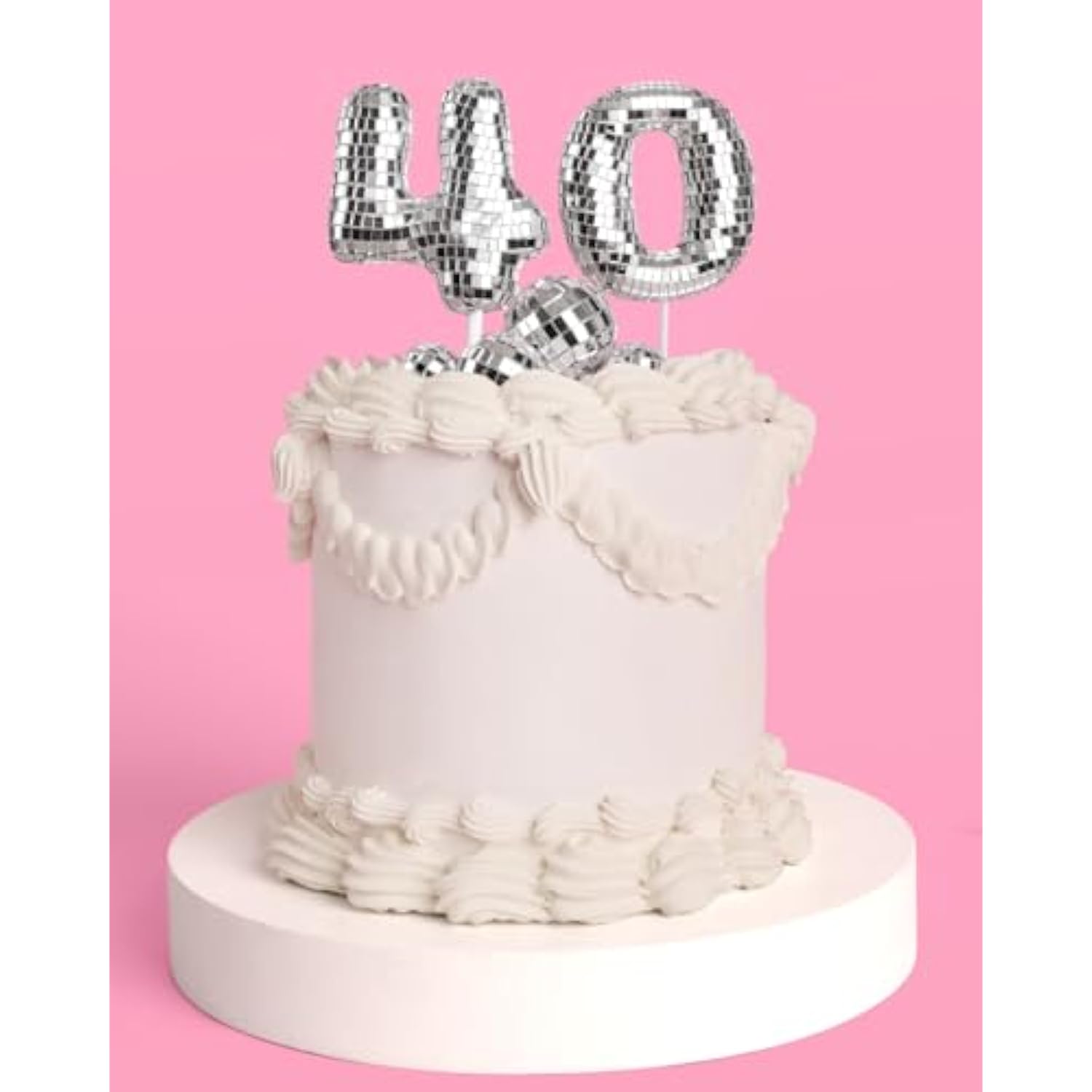 40Th Birthday Disco Cake Topper - 6 Pcs | Groovy Bday Party, Forty Supplies, Cute Boogie Decorations, 40 Dancing Queen