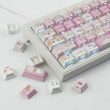 Pbt Keycaps - Side Printed Keycap Set,136 Keys Shine Through Meow Meow Squad Custom Cat Keycaps, Cherry Profile Keyboard Keycaps For Cherry Mx Switches Mechanical Keyboards