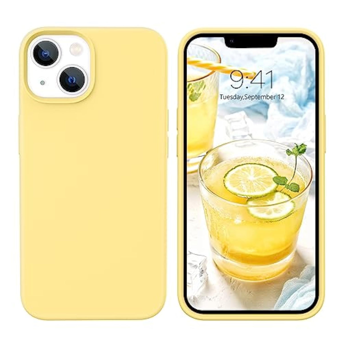 For Iphone 13 Mini Case, Iphone 13 Mini Phone Case, Slim Fit Liquid Silicone Soft Gel Rubber Anti-Scratch Shockproof Phone Cover With Microfiber Lining For Iphone 13 Mini 5.4", Yellow