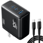 100W Usb C Charger, 3-Port Fast Compact Foldable Gan Charger Block For Macbook Pro/Air, Pixelbook, Thinkpad, Dell Xps, Ipad Pro, Iphone 16/15 Series, Galaxy S24 /S23, And More