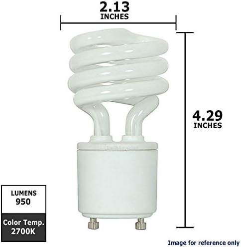 S8204 15W Mini Spiral CFL Light Bulb GU24 Base 2700K Soft White 950 Lumens 60W Equivalent