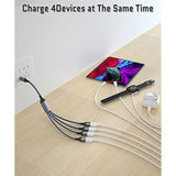 Usb C Male To Four Usb Female Cable Adapter 3.3Ft,Thunderbolt 3 To 4 Type A 2.