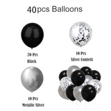 Silver And Black Happy Birthday Decorations For Boys Men Girls Women, Foil Happy Birthday Banner, Fringe Curtains, Star Balloons For Him Her 13Th 16Th 18Th 20Th 21St 25Th 30Th 40Th 50Th 60Th Birthday