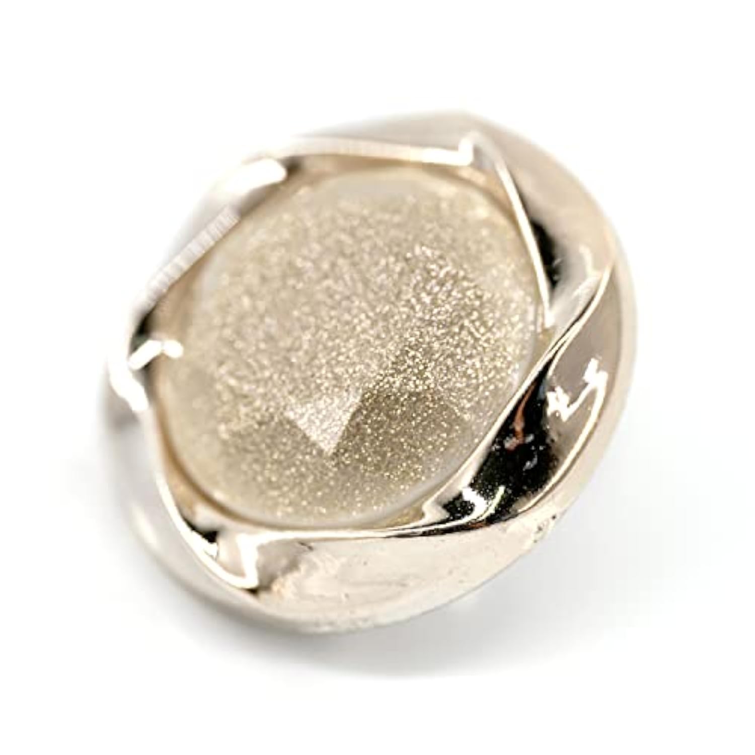 20 Pcs Cream Glitter Powder Beveled Cut Resin Cover With Sewing Shank