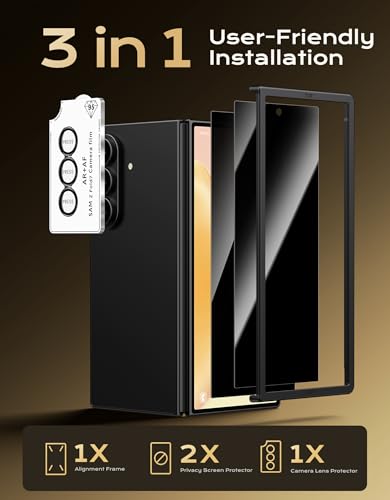 for  Galaxy Z Fold 7 Privacy Screen Protector with Camera Lens Protector, Anti Spy Tempered Glass Film, 8 FT Shatterproof, 9H+ Durable