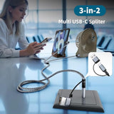 3 In 2 Multi Charging Cable(3Pack 4Ft), Usb A+Usb C Charging Cable Nylon Multi Usb Cable Universal Charging Cord With Type-C, Micro Usb And Ip Port For Cell Phones And More