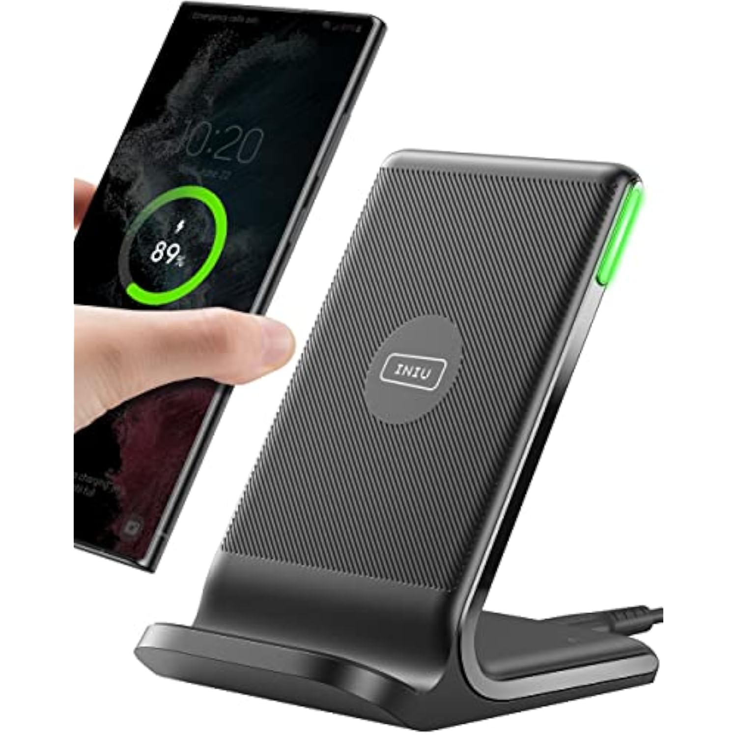 Wireless Charger, 15W Fast Qi Certified Wireless Charging Station With Sleep-Friendly Adaptive Light Compatible With 16 15 14 13 Pro Xs 8 Plus Samsung Galaxy S25 S24 S23 Note 20 Google Etc