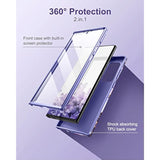 For Samsung Galaxy S22 Ultra Case, Built-In Screen Protector For S22 Ultra 5G Case Full Body Protection Shockproof Rugged Bumper Phone Protective Cover 6.8 Inch - Purple Lavender
