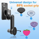 Car Phone Holder For Socket Mount, Air Vent Car Phone Holder For Pop Grip [Never Blocking] Ac Vent Clip Phone Mount 360° Adjustable Works With Popsocket Car Mount For Iphone Samsung All Smartphones