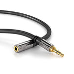 KabelDirekt – 15ft – Headphone Extension Lead Cable, 3.5mm connectors (aux Audio Cable, Male Jack Plug/Female Jack, Practically Break-Proof Metal casing, Perfect for Headphones, Black)