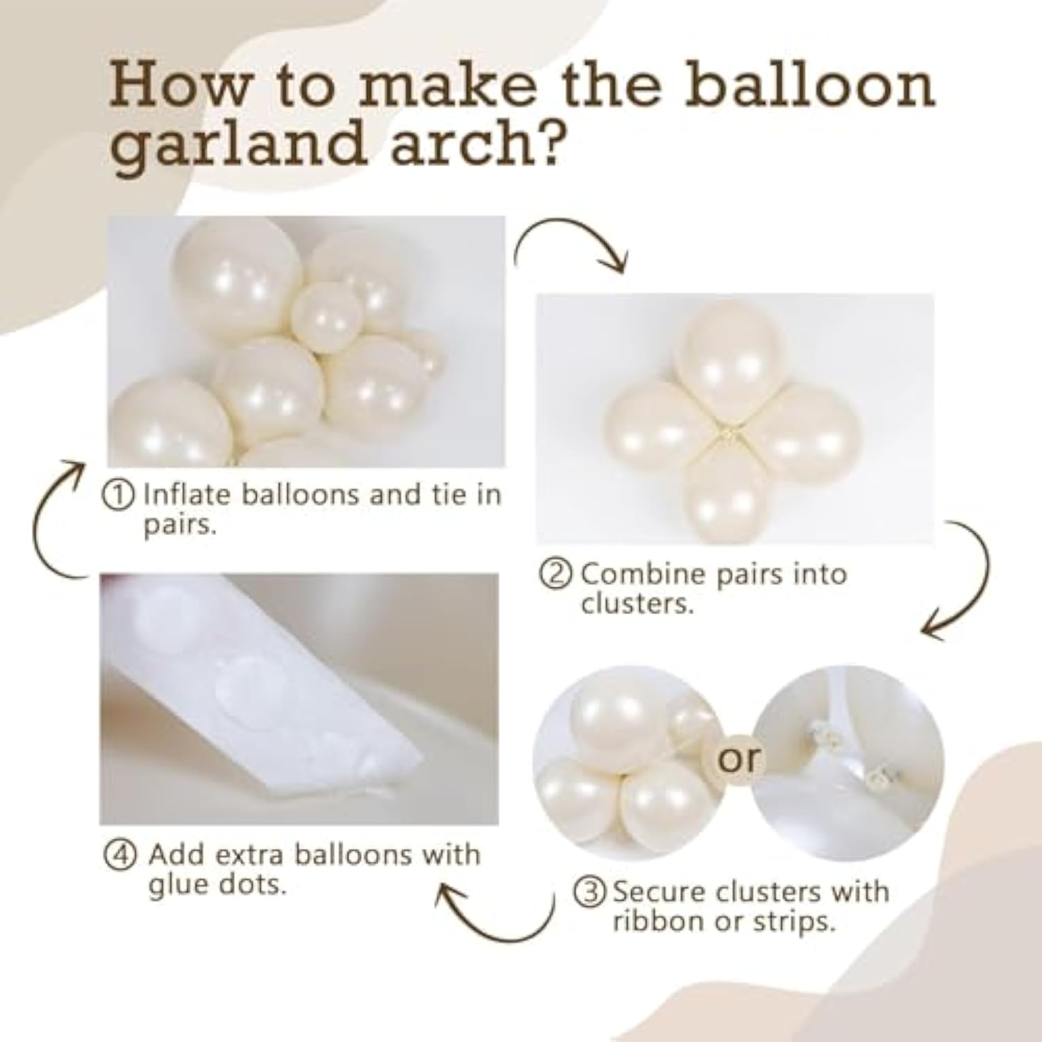Pearl White Balloons, Double Stuffed White Balloons Different Sizes 5/10/12/18 Inch Pearl Balloon Arch Garland Kit For Wedding Engagement Bridal Baby Shower Birthday Party Decorations