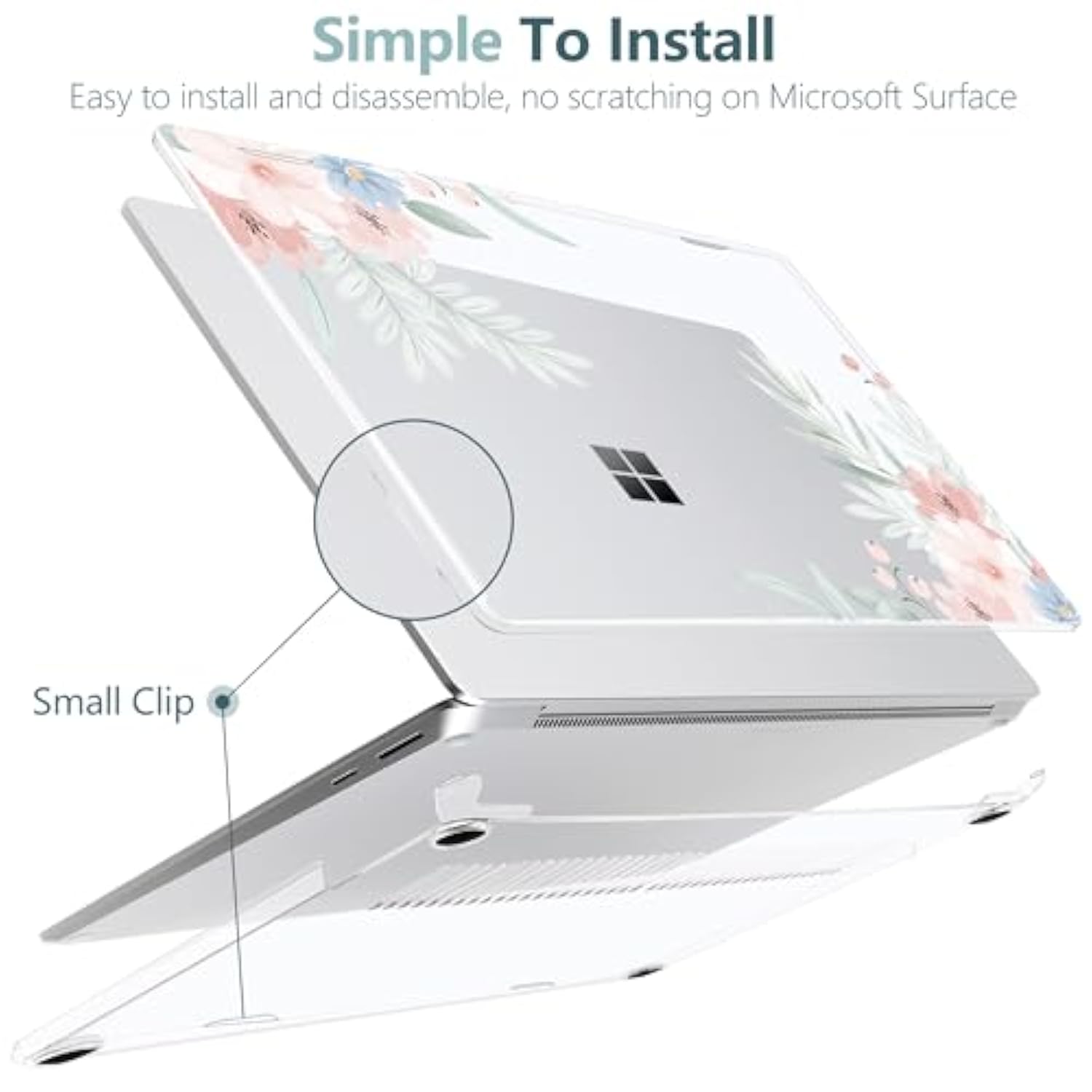 Case For 15 Inch Microsoft Surface Laptop Copilot+ Pc 2024 (7Th Ed) Model 2037 Creative Pattern Durable Scratch-Resistant Hardshell, With Keyboard Cover & Screen Protector, Cute Flower