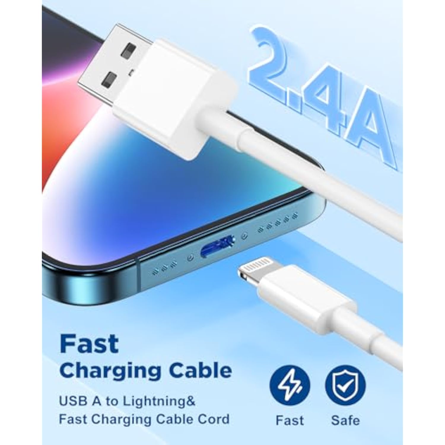 6Pack Iphone Car Charger Cord 3Ft[Apple Mfi Certified],Usb A To Lightning Cable Original Apple Carplay Charging Cord 3 Feet, Usb Charging Cable 3 Feet For Iphone 14/13/12/11 Pro Max/Xs/Xr/X/8/7Plus