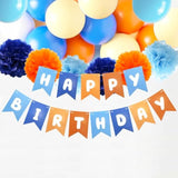 Blue And Orange Birthday Banner, Happy Children'S Celebration Bunting Banner Blue Orange Party Decorations For Boys Girls, Kids Decoration Boys’ 1St Birthday Decor