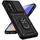 For Samsung Galaxy A16 5G Case With Slide Camera Cover Hd Screen Protector [Military Grade 16Ft. Drop Tested] Magnetic Ring Holder Kickstand Protective Phone Case For Galaxy A16 5G 2025, Black