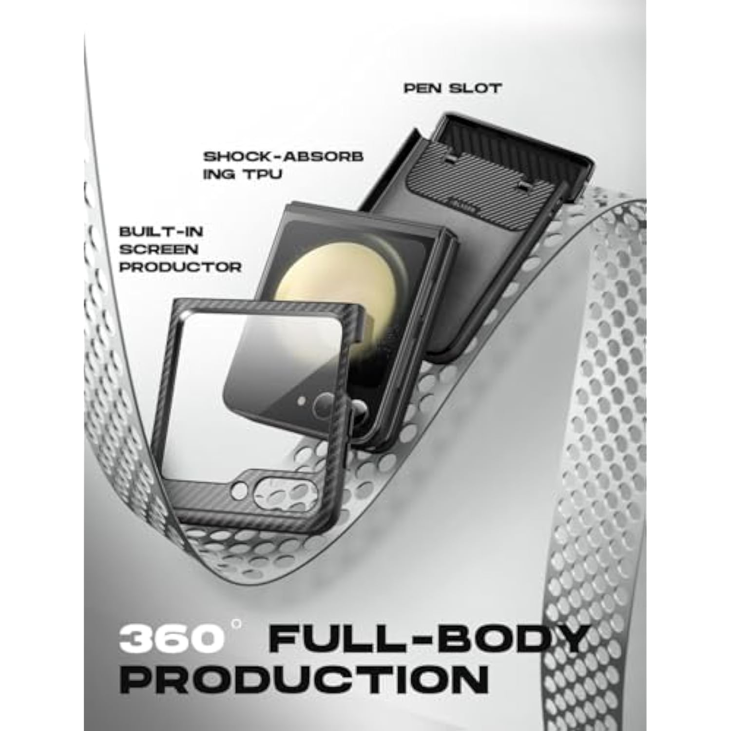 i-Blason Journey for Samsung Galaxy Z Flip 5 Case (2023) with Built-in Screen Protector & Kickstand, Full-Body Rugged Protective Phone Case for Z Flip 5 with Auto-Rotate Hinge Protection (Black)