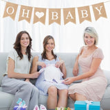 Baby Burlap Banner, Rope 78 Inch Oh Baby Burlap Banner Backdrop Baby Sign For Baby Shower Decorations