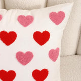Valentines Day Throw Pillow Covers 18X18 Set Of 2 Heart Love Couples Decorations Embroidery Cushion Covers Home Decor For Couch Girlfriend Sofa Bedroom, White Red Pink