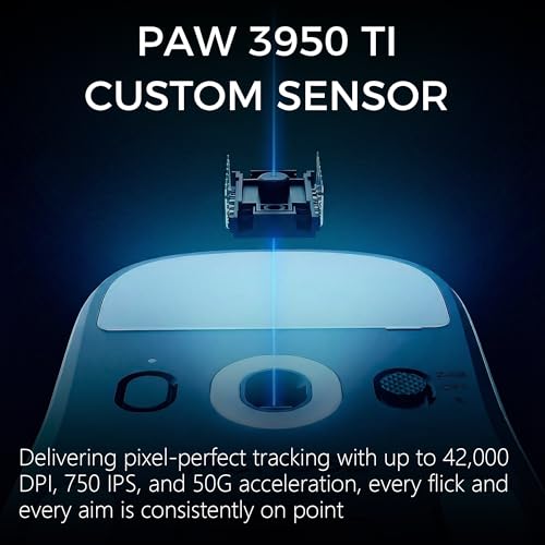 A7 V2 Ultra Wireless Gaming Mouse, Tri-Mode Connection, 59 Grams, Paw3950 Ti Custom 42K Dpi Sensor, Wired/Wireless Dual 8K Polling, 130 Hour Battery Life - White