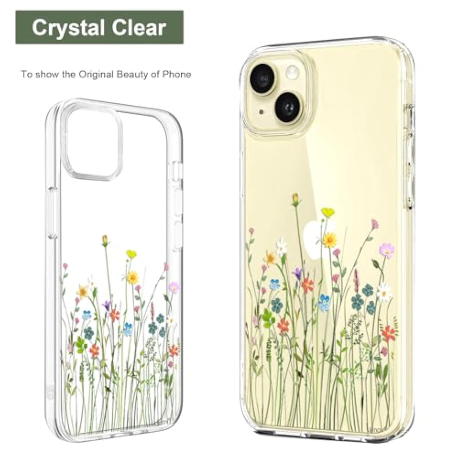 Case Compatible With Iphone 15 Case Clear With Design Embossed Floral Pattern Soft Tpu Bumper Slim Protective 6.1 Inch (Flower Bouquet)