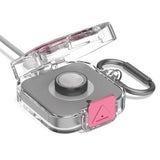 Secure Lock Plastic Case Cover Compatible with Oura Ring Gen 4 Charger, Portable Protective Case for Oura Ring Gen 4 Charger with Carabiner, Only Protective Case (Pink)