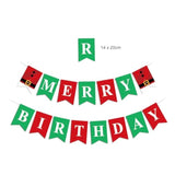 Merry Christmas Themed December Xmas Party Supplies - Happy Birthday Banner, Red And Green Glittery