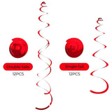 24 Pcs Red Hanging Swirl, Sparkle Ceiling Hanging Decorations, Plastic Streamer Party Decorations With Double-Swirls And Single-Swirls For Birthday Decorations,Graduation, Anniversary, Valentine'S Day