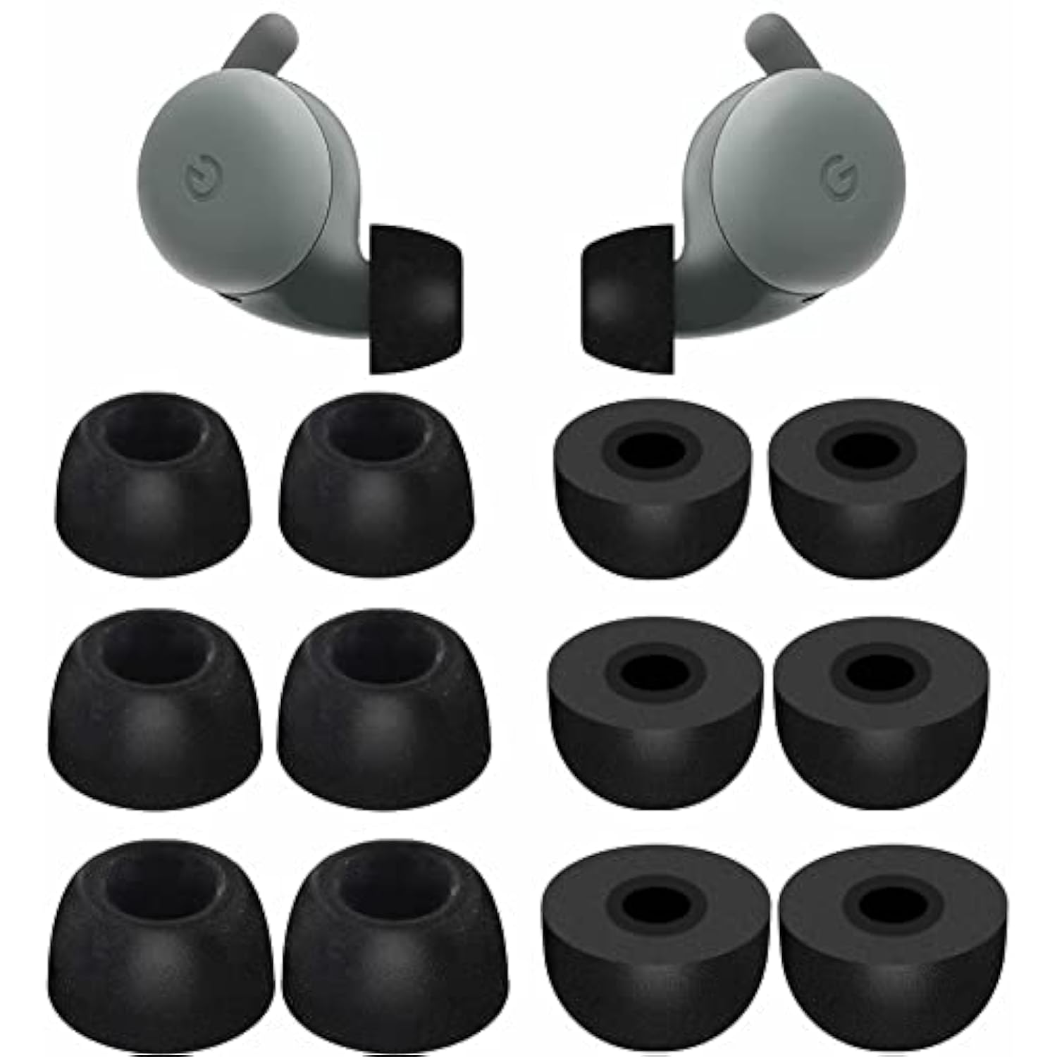 Memory Foam Tips Compatible With Google Pixel Buds A-Series Ear Tips, 6 Pairs No Silicone Noise Reduce Comfortable Fit In Case Eartips Compatible With Google Pixel Buds A Series - S/M/L Black