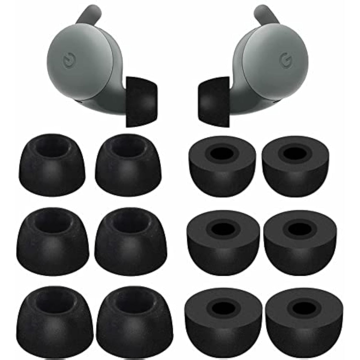 Memory Foam Tips Compatible With Google Pixel Buds A-Series Ear Tips, 6 Pairs No Silicone Noise Reduce Comfortable Fit In Case Eartips Compatible With Google Pixel Buds A Series - S/M/L Black