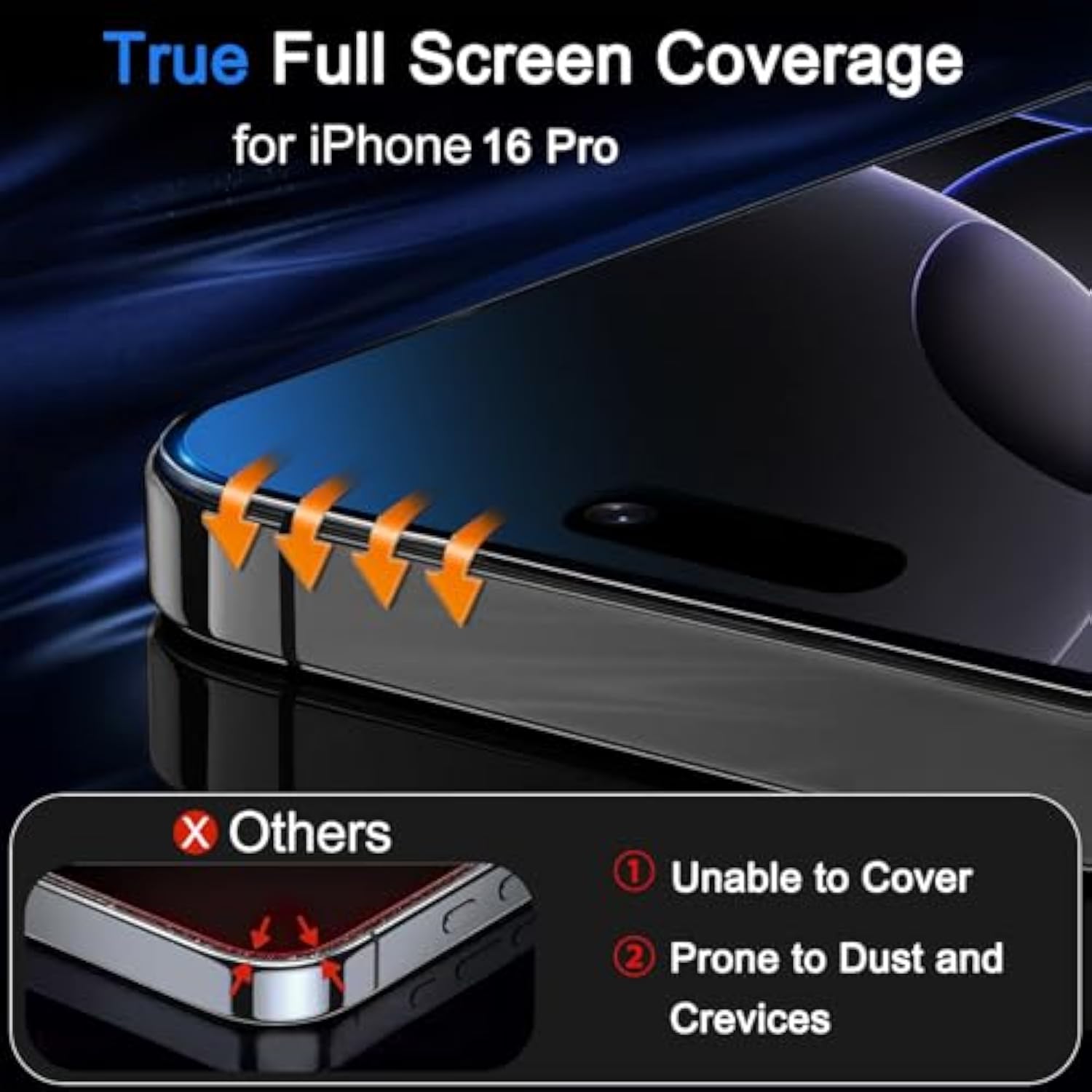 [Auto Dust Install] 3 Pack Screen Protector For Iphone 16 Pro [Phone Case Fit], 3 Tempered Glass Camera Lens Protector Accessories For Apple