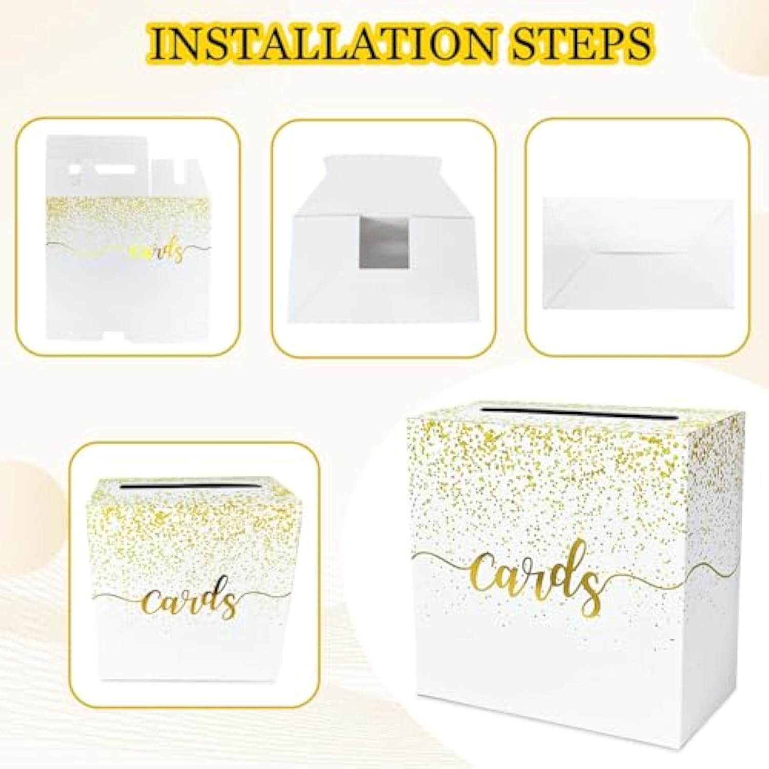 Gold Card Box For Party Gift Card Box Holder Envelope Box For Wedding Birthday Baby Shower Retirement Gold Foil Card Box