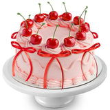 24 Pcs Cherry Cake Decorations And Bow Cake Toppers Artificial Fake Cherries Fruit Decor For Birthday Party Decorations Summer Bridal Wedding Party Supplies(Red)