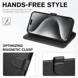 Case Wallet for iPhone 15 Pro Max, RFID Blocking 4 Card Holder Kickstand Shockproof TPU Inner Case, PU Leather Magnetic Flip Folio Cover, Black