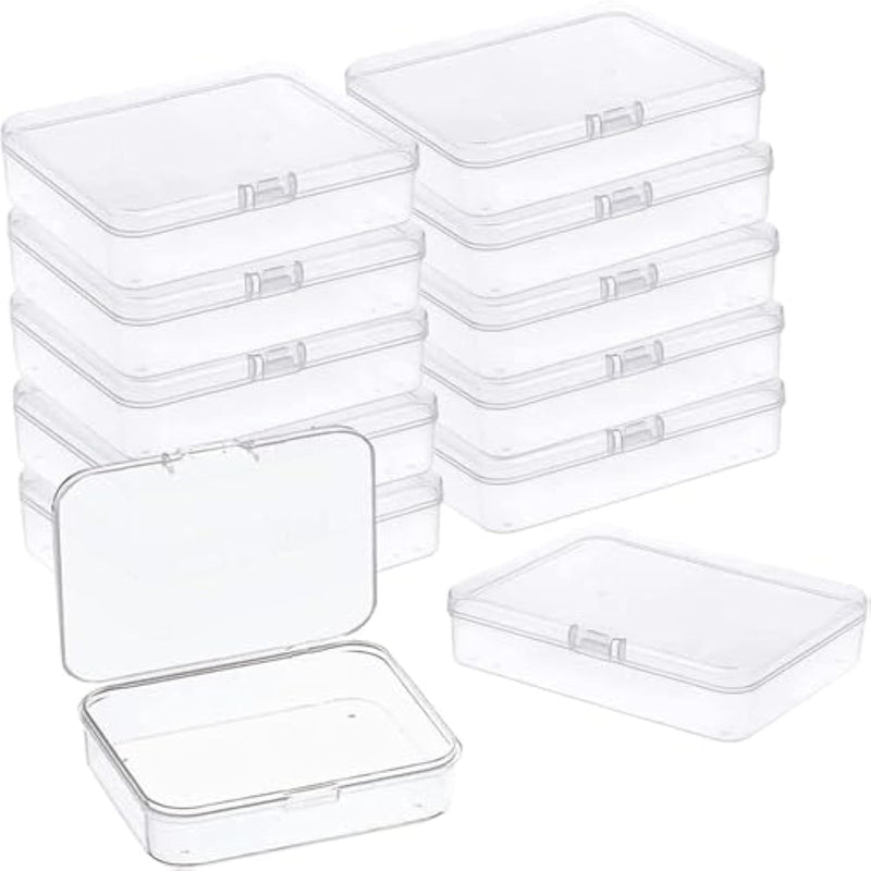 6 Pcs Mini Plastic Storage Containers Box With Lid, 4.5X3.4 Inches Clear Rectangle Box For Collecting Small Items, Beads, Game Pieces, Business Cards, Crafts Accessories