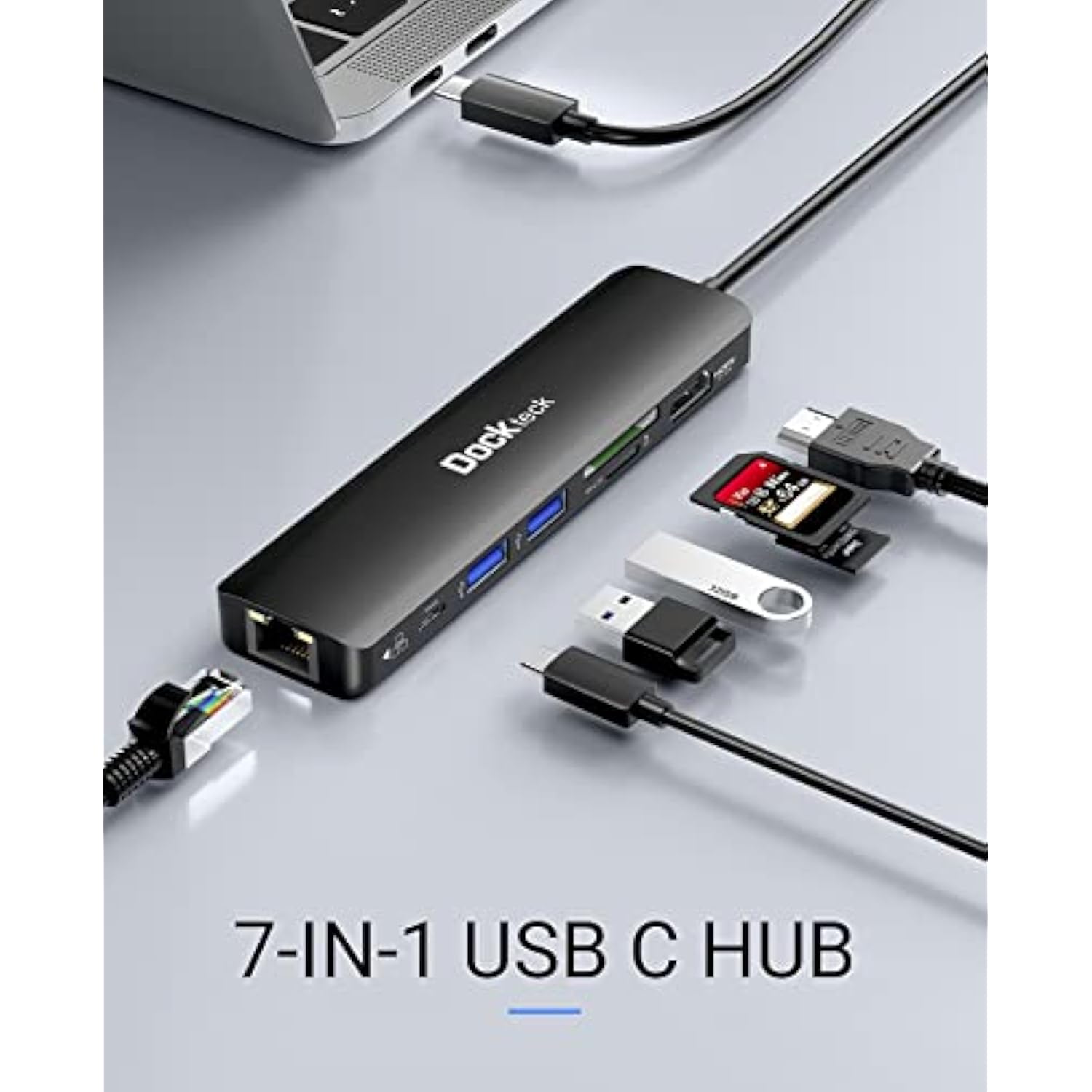 Usb C Hub 4K 60Hz, 7-In-1 Usb C Pd Ethernet Hub Dongle With 4K 60Hz Hdmi, 1Gbp
