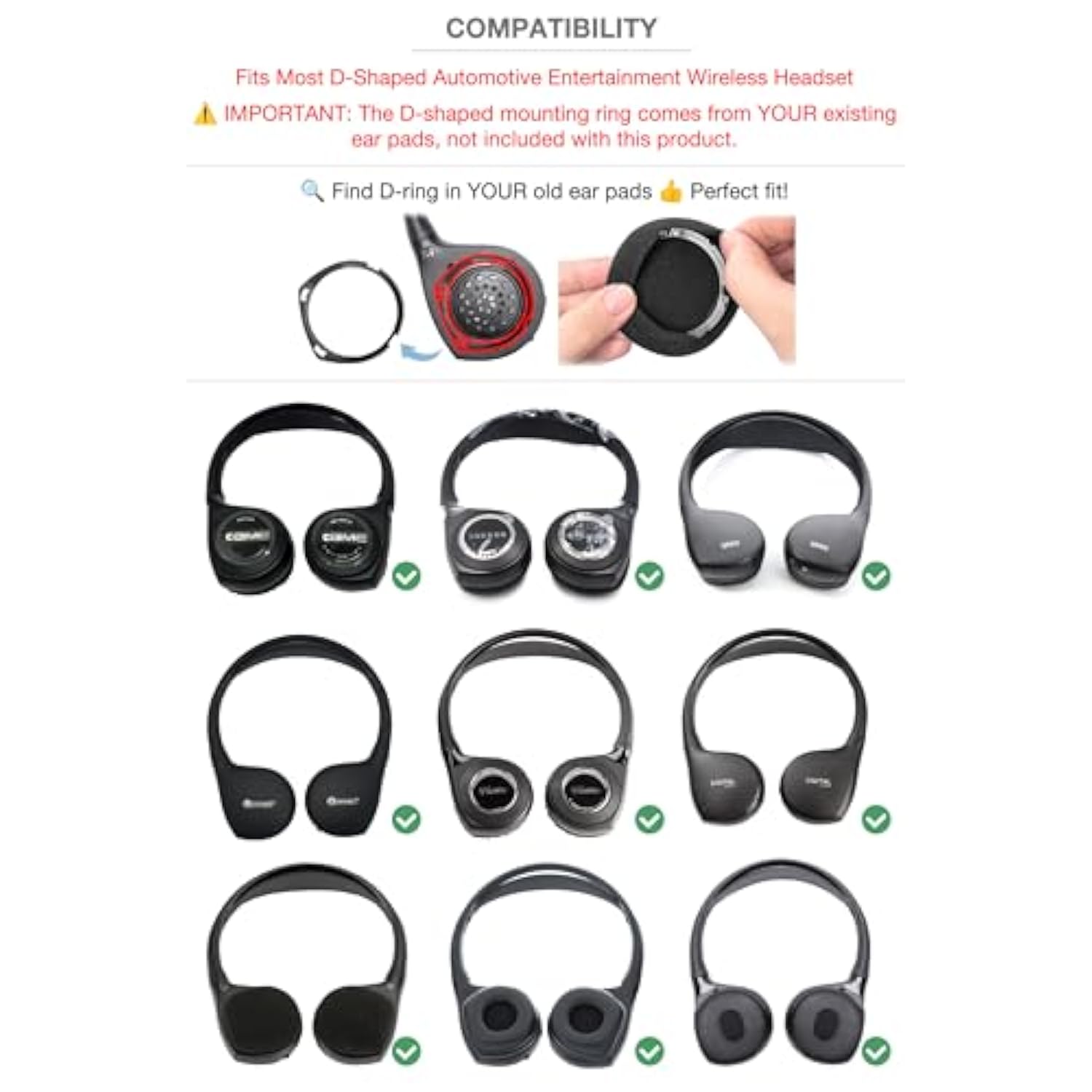 3 Pairs High-Density Foam Ear Pads Compatible With Gmc Yukon Denali,Gm Yukon,2017-2022 Chevrolet/Chevy Suburban Tahoe,Ford, Digital Audio Headphone Entertainment Dvd Systems Headset Cushion