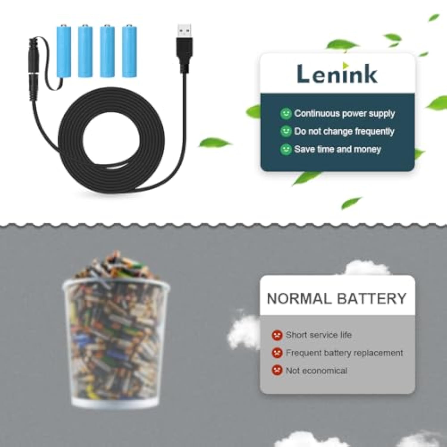 Power Supply Cable For Aa Battery, Replace Aa Battery