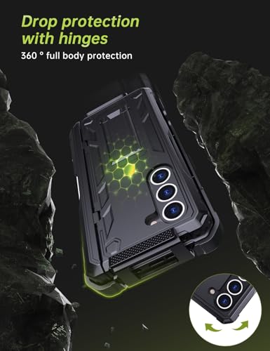 for  Galaxy Z Fold 5 Case,with S Pen Holder+Belt Clip Holster+Built-in Kickstand+Hinge Protection,Heavy Duty Military Grade Drop Proof Case