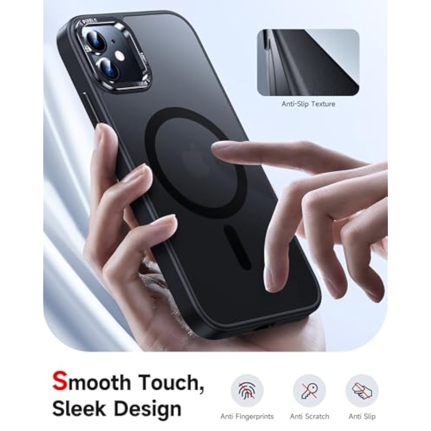 For Iphone-11 Phone Case With Screen Protector X2 + Camera Cover X2:[Magsafe Compatible] Magnetic Funda Para Ipone 11Case Grade Protective Slim Matte Cases For I Phone 11 Iphone11, Black