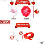 , Red And White Valentines Day Balloons - 12 Inch, Pack Of 20 | Valentines Balloons For Valentines Day Decor | White And Red Balloons, Valentines Day Latex Balloons, Valentines Day Decorations